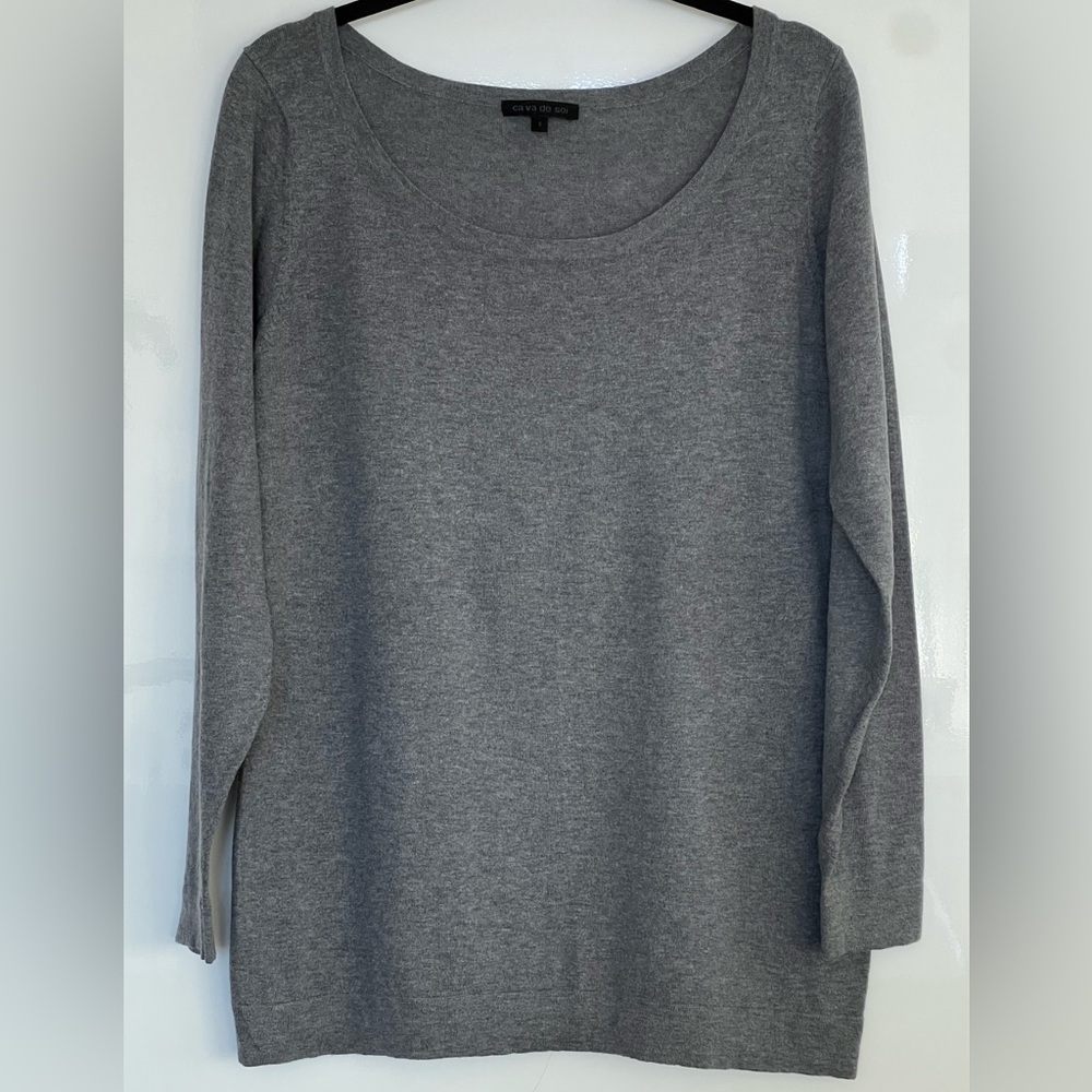 Ça Va de Soi Cashmere Cotton Sweater Heather Gray Scoop Neck – Size S